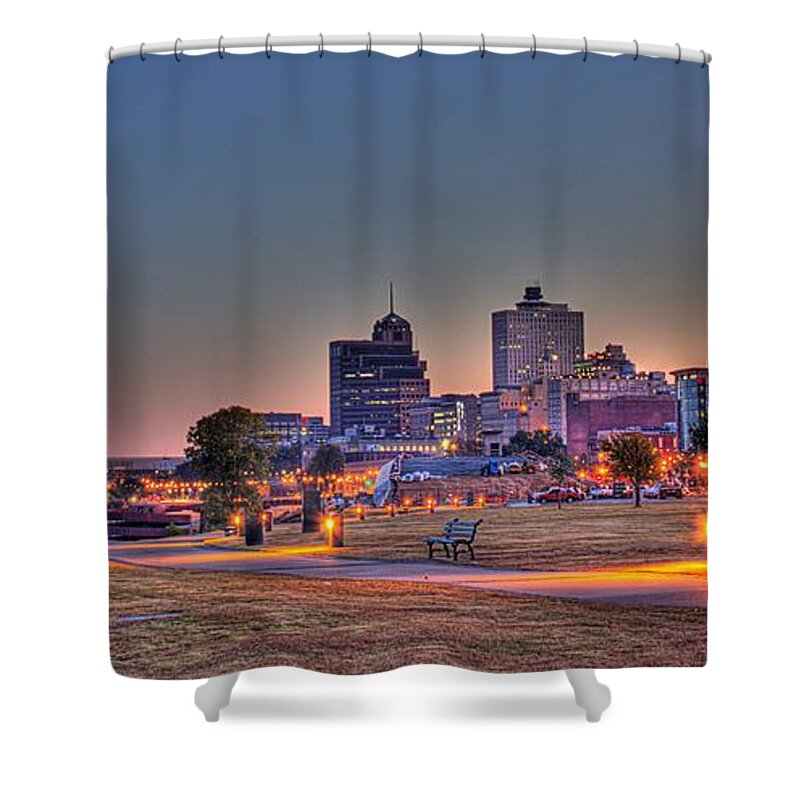 Memphis Shower Curtain featuring the photograph Cityscape - Skyline - Memphis at Dawn by Barry Jones