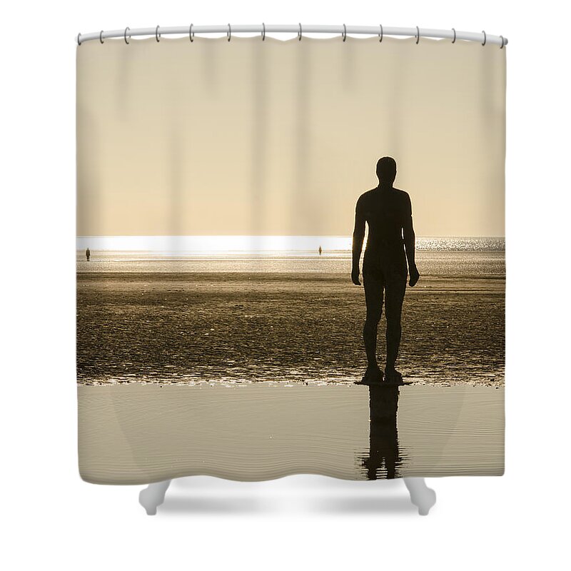 Sculpture Shower Curtain featuring the photograph Men of Crosby by Spikey Mouse Photography