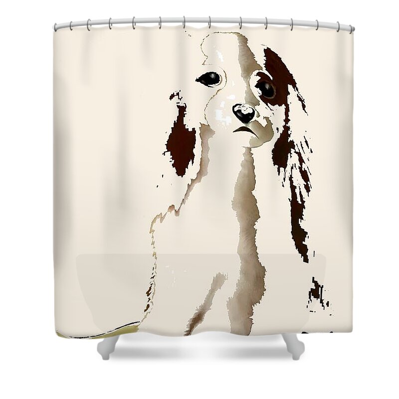 Diane Strain Shower Curtain featuring the painting Mercedes - Our Cavalier King Charles Spaniel No. 9 by Diane Strain