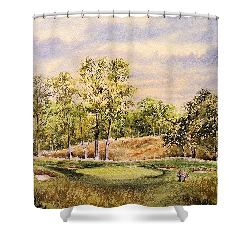 Merion Paintings Shower Curtain featuring the painting Merion Golf Club by Bill Holkham