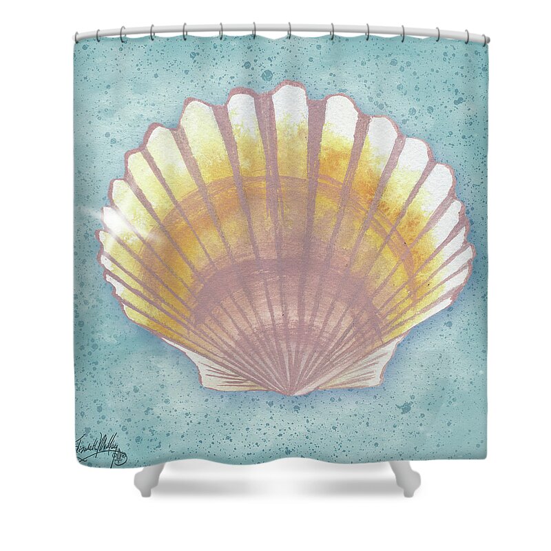 Mermaid Shower Curtain featuring the painting Mermaid Treasure V by Elizabeth Medley