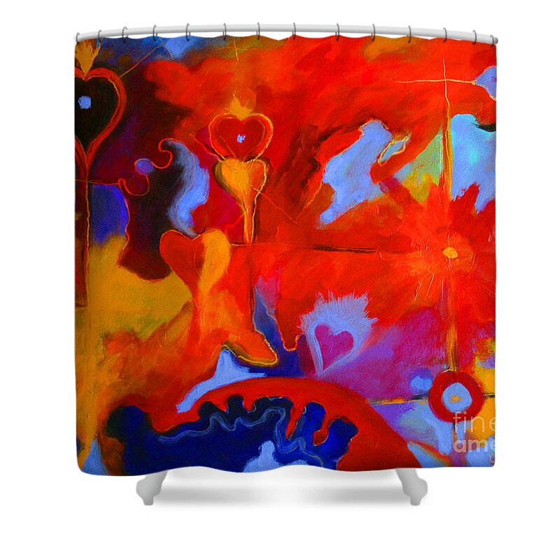Abstract Shower Curtain featuring the painting Message of Love by Alison Caltrider