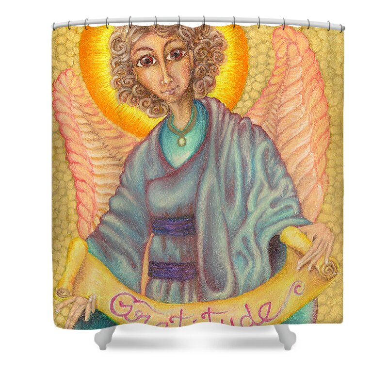 Angels Shower Curtain featuring the drawing Messenger of Gratitude by Michelle Bien