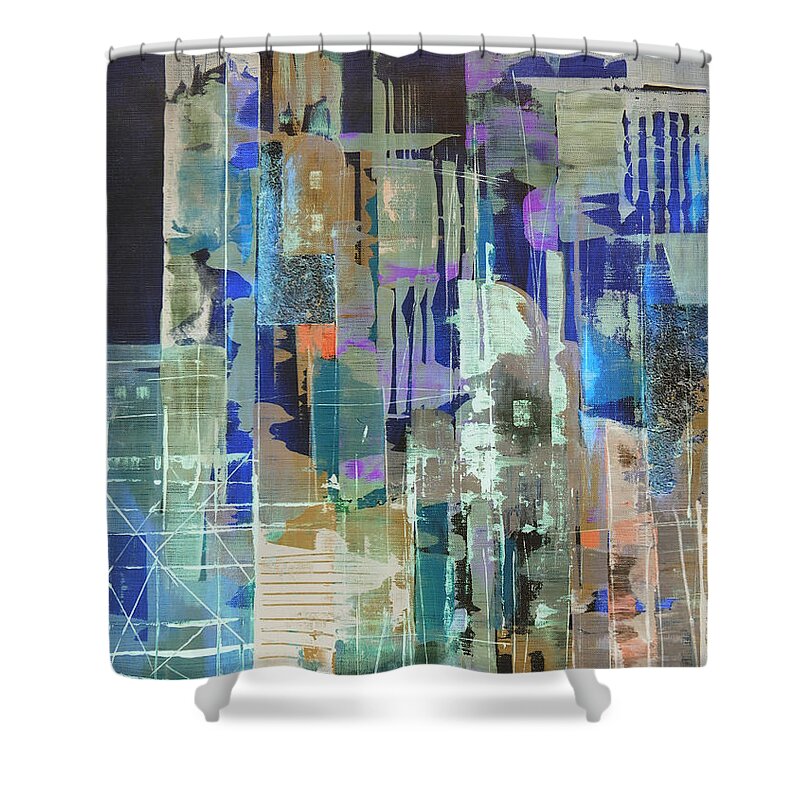 City Shower Curtain featuring the painting Metropolis by Katie Black