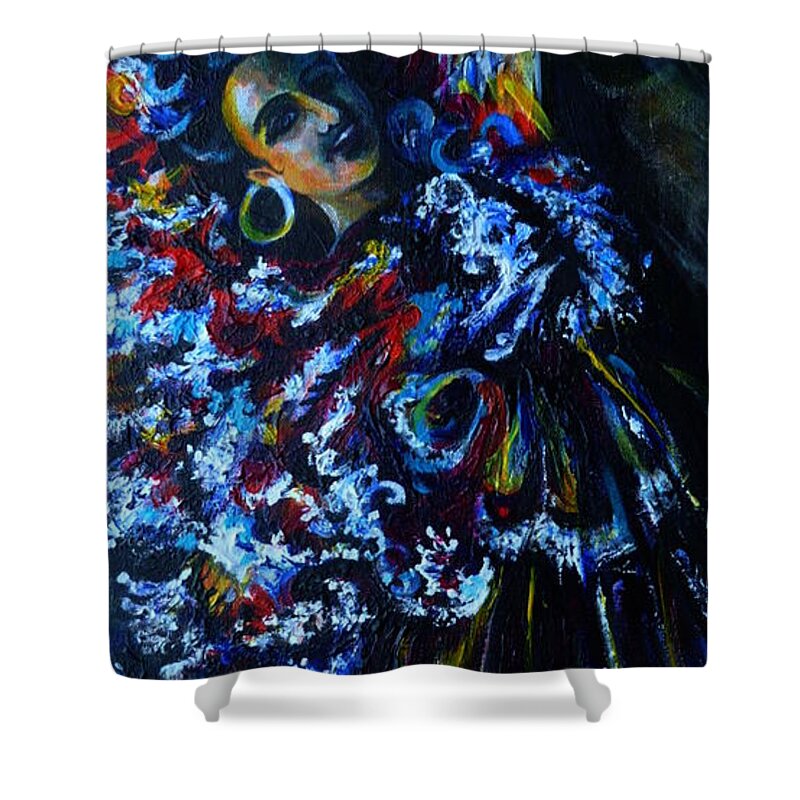 Travel Shower Curtain featuring the painting Mexican Velvet by Anna Duyunova