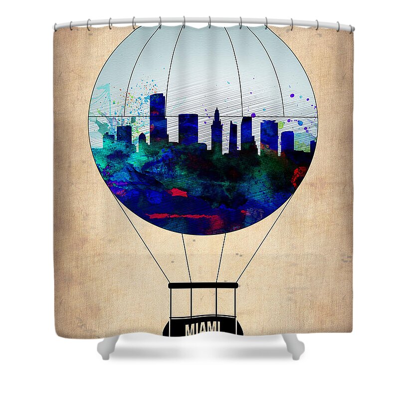  Shower Curtain featuring the painting Miami Air Balloon by Naxart Studio
