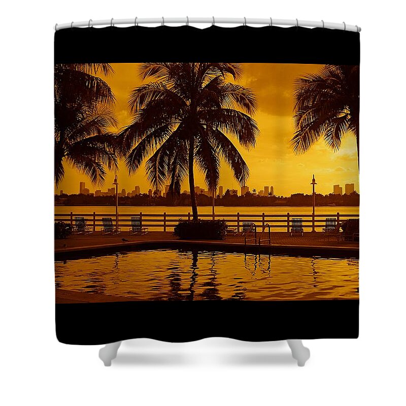 Miami South Beach Print Shower Curtain featuring the photograph Miami South Beach Romance by Monique Wegmueller