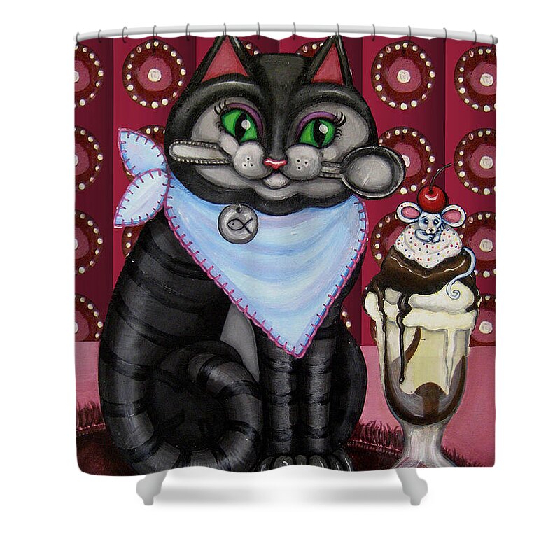 Cat Shower Curtain featuring the painting Mice Cream by Victoria De Almeida