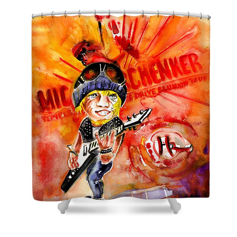Music Shower Curtain featuring the painting Michael Schenker in Dublin by Miki De Goodaboom