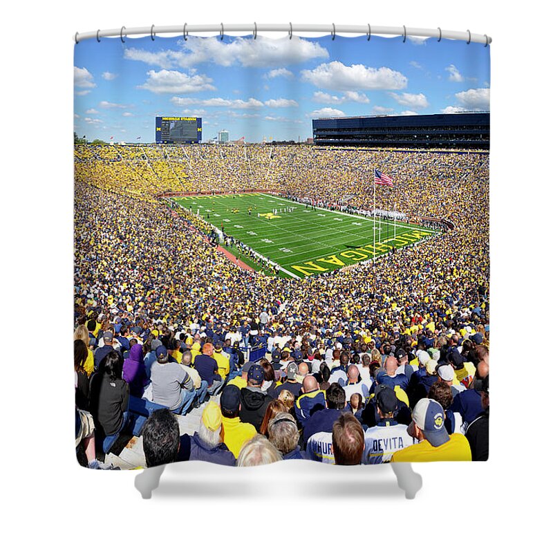 Michigan Stadium Shower Curtain featuring the photograph Michigan Stadium - Wolverines by Georgia Fowler
