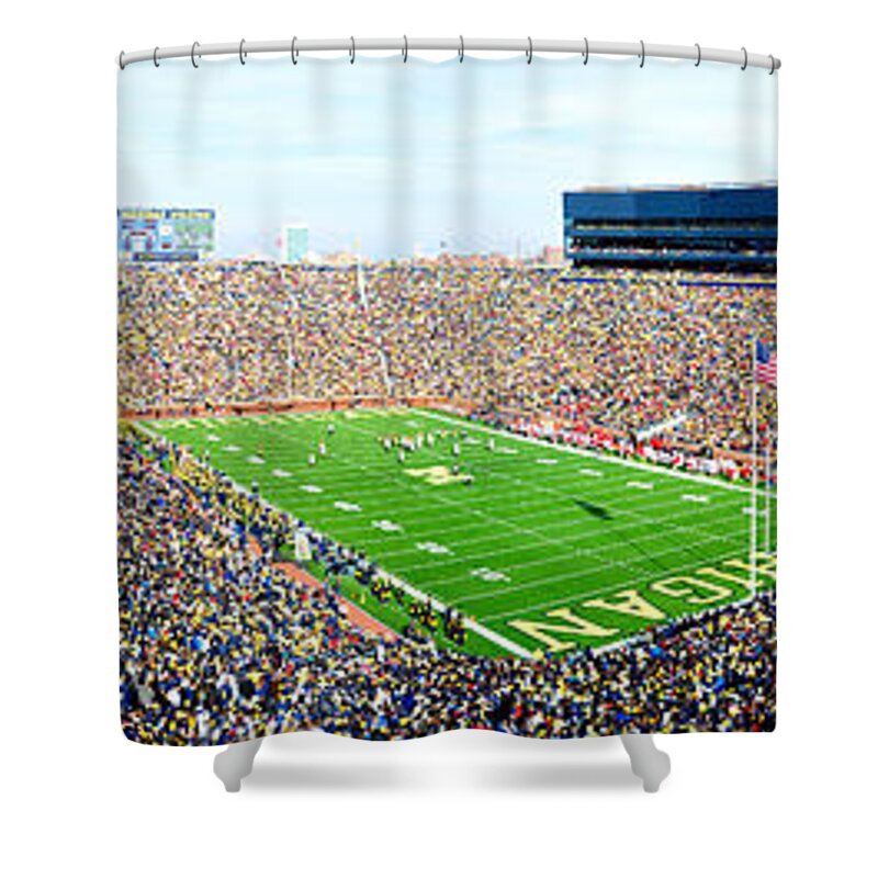 Michigan Stadium Shower Curtain featuring the photograph Michigan Stadium by Georgia Clare