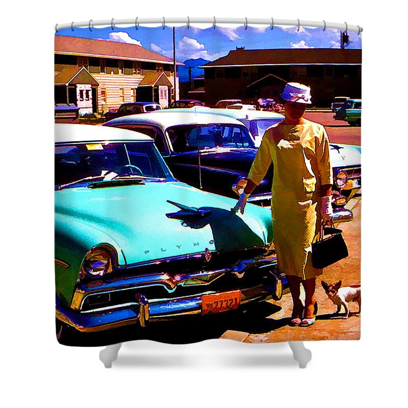 Car Shower Curtain featuring the digital art Mid Century in Alaska by Cathy Anderson