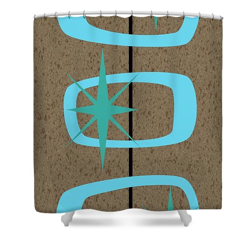 Turquoise Shower Curtain featuring the digital art Mid Century Modern Shapes 1 by Donna Mibus