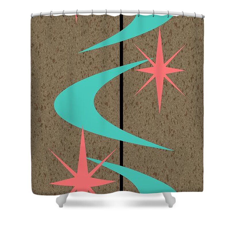 Pink Shower Curtain featuring the digital art Mid Century Modern Shapes 8 by Donna Mibus