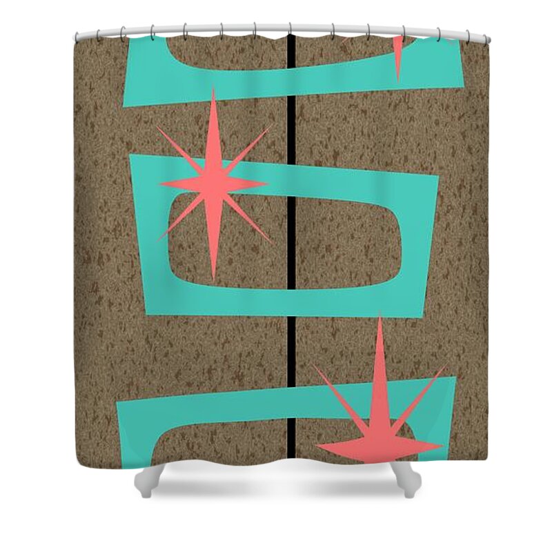 Pink Shower Curtain featuring the digital art Mid Century Modern Shapes 9 by Donna Mibus