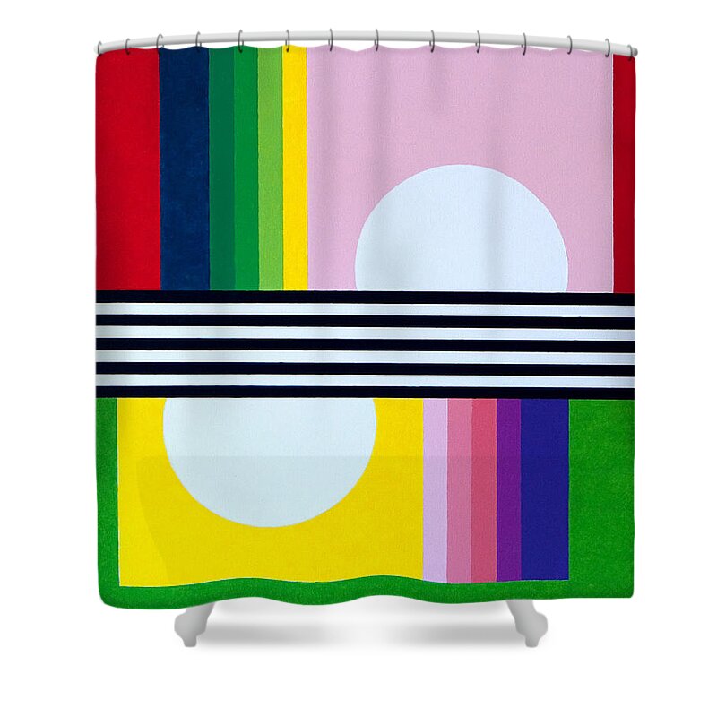 Geometric Shower Curtain featuring the painting Mid Century Resolution by Thomas Gronowski