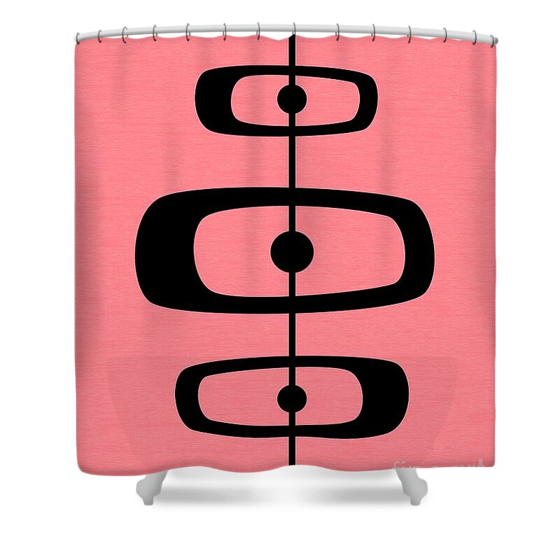 Pink Shower Curtain featuring the digital art Mid Century Shapes 2 on Pink by Donna Mibus