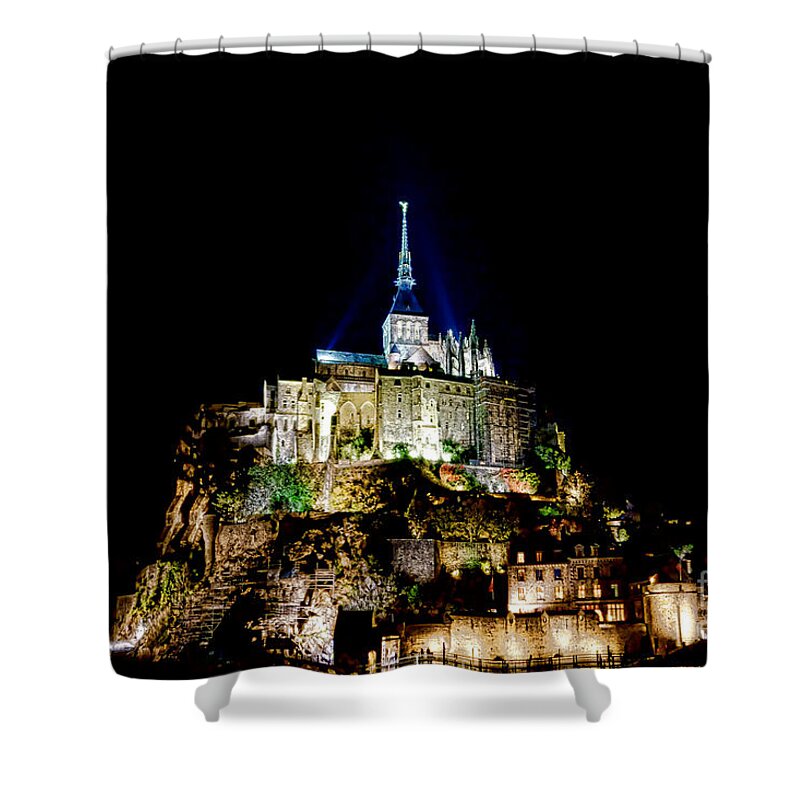 France Shower Curtain featuring the photograph Midnight Mont Saint Michel by Olivier Le Queinec