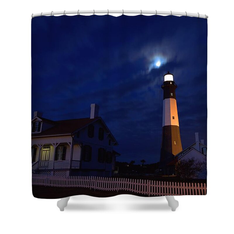 9431 Shower Curtain featuring the photograph Midnight Moon Over Tybee Island by Gordon Elwell