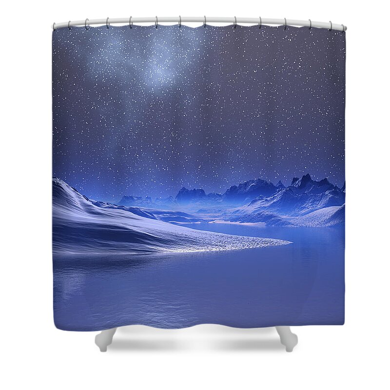 Winter Shower Curtain featuring the digital art Midnight Snow by Judi Suni Hall