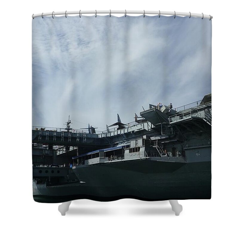 Midway Naval Aircraft Carrier Shower Curtain featuring the photograph Midway Naval Aircraft Carrier 2 by Susan Garren