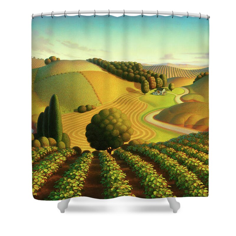 Vineyard Shower Curtain featuring the painting Midwest Vineyard by Robin Moline