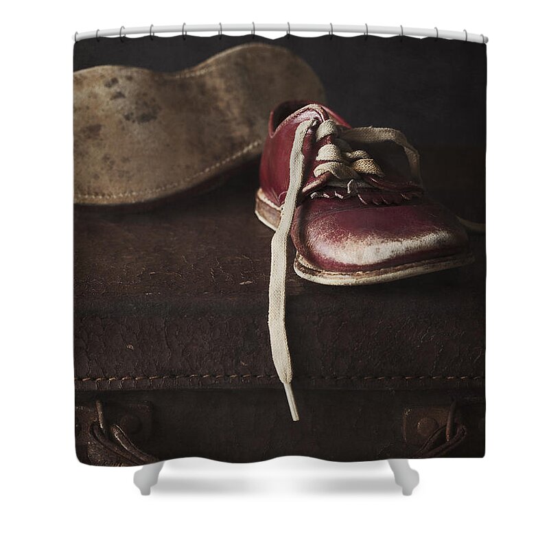 Shoe Shower Curtain featuring the photograph Miles and Years by Amy Weiss
