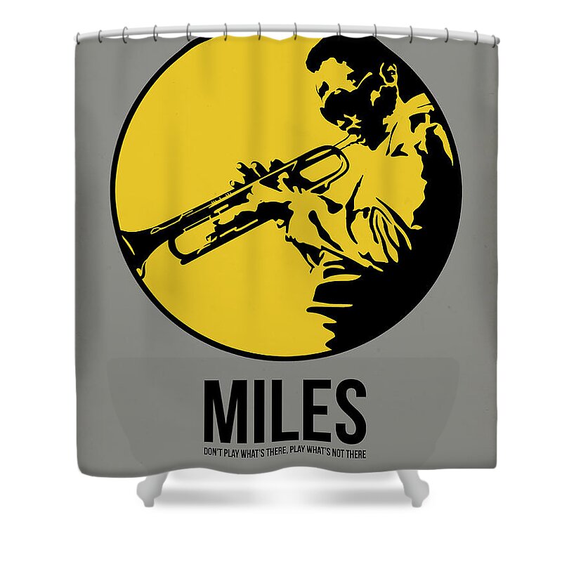 Music Shower Curtain featuring the digital art Miles Poster 3 by Naxart Studio