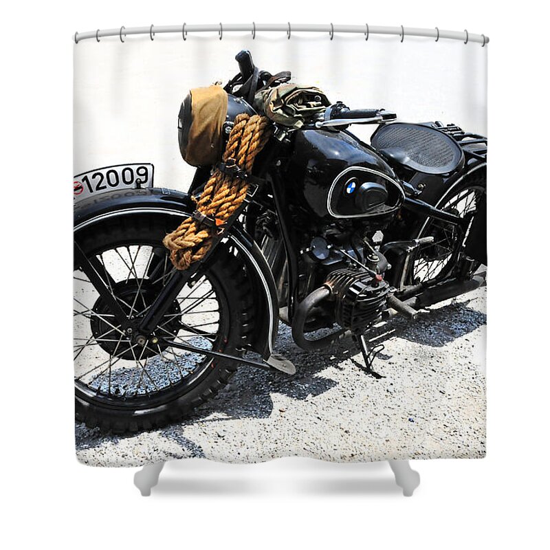 Bmw Shower Curtain featuring the photograph Military Style BMW Motorcycle by Dave Mills