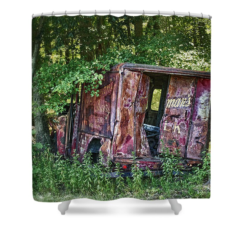 Antique Trucks Shower Curtain featuring the photograph Milk Truck by Nicki McManus