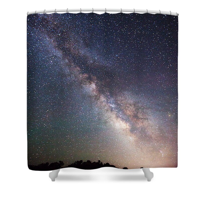 Milky Way Shower Curtain featuring the photograph Milky Way on the Rocks by Darren White