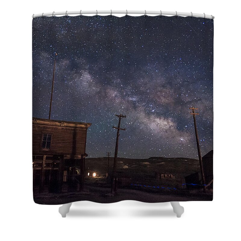 Bodie Shower Curtain featuring the photograph Milky Way over Bodie Hotels by Cat Connor