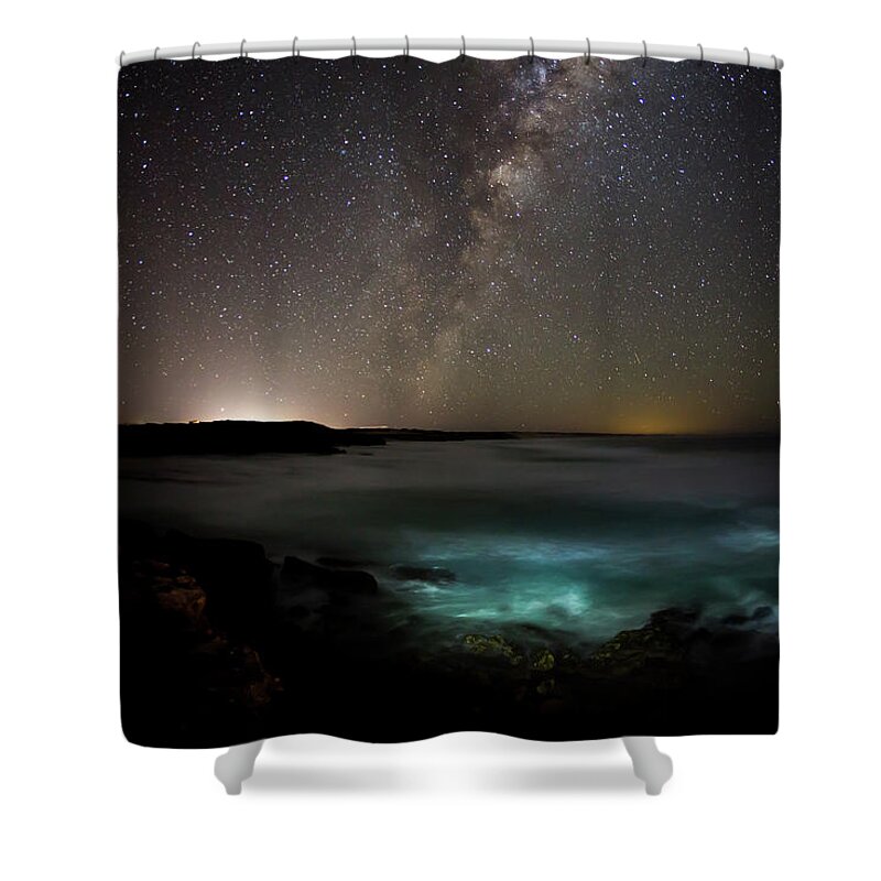 Tranquility Shower Curtain featuring the photograph Milky Way Over The Ocean. South by John White Photos
