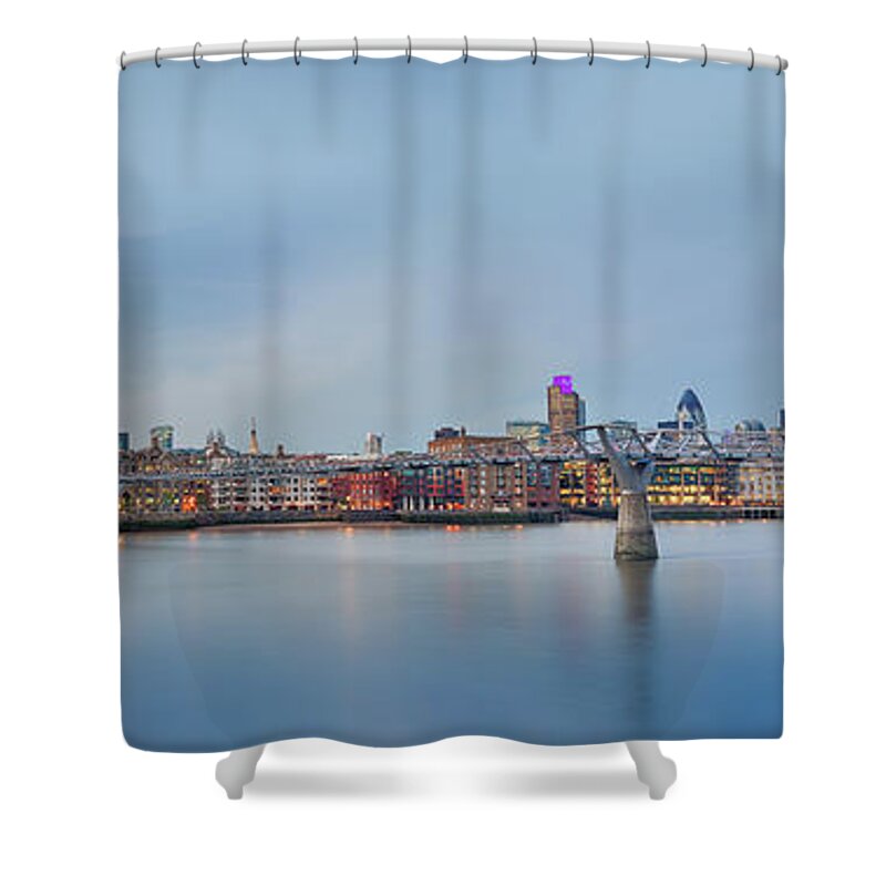 London Millennium Footbridge Shower Curtain featuring the photograph Millenium Bridge Panorama by Enzo Figueres