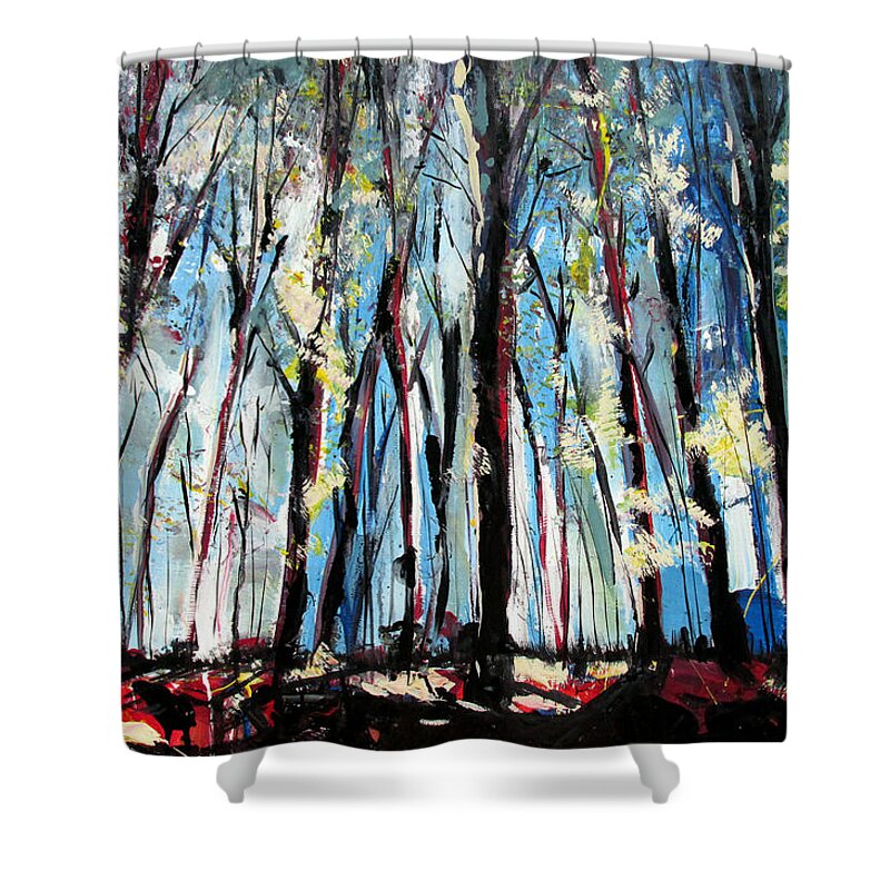 John Gholson Shower Curtain featuring the painting Mind Through The Trees And In The Clouds by John Gholson