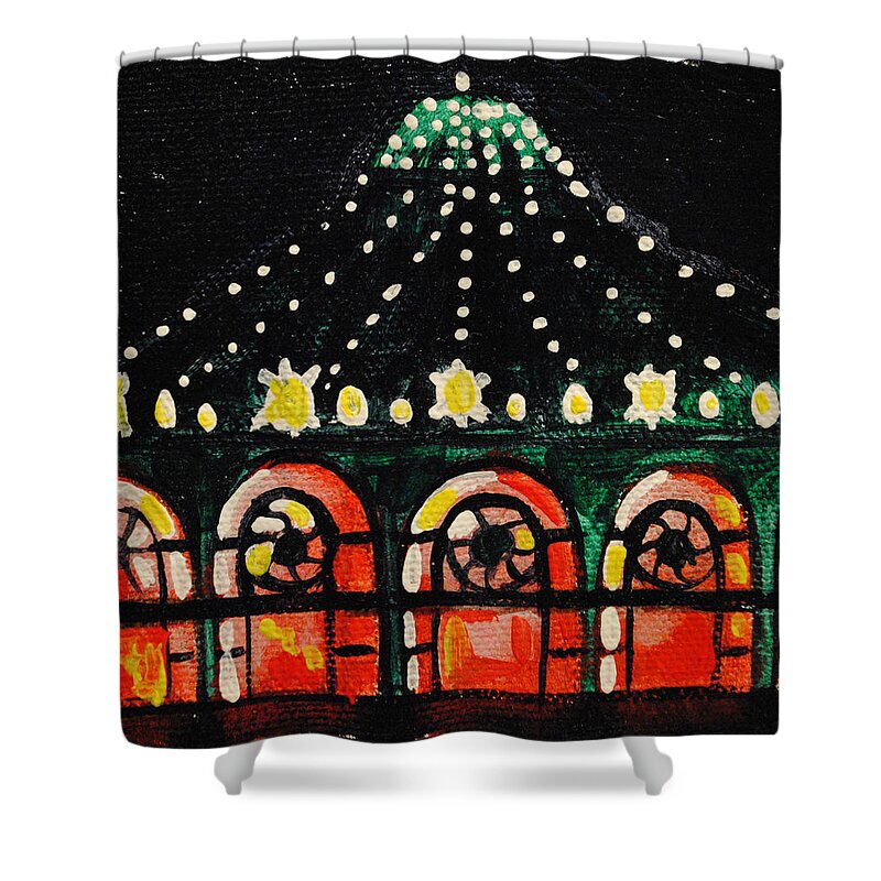 Asbury Park Shower Curtain featuring the painting Mini Memory by Patricia Arroyo