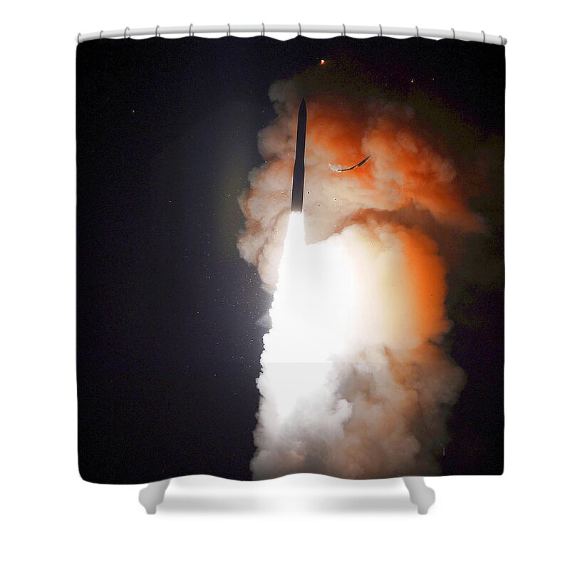 Missile Shower Curtain featuring the photograph Minuteman IIi Missile Test by Science Source