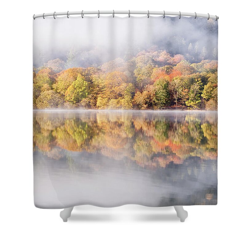 Scenics Shower Curtain featuring the photograph Mist On Loweswater In The Lake District by Julian Elliott Photography