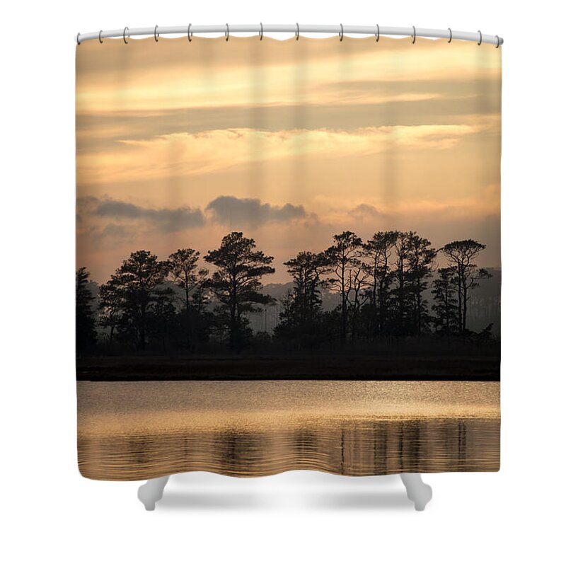 Assawoman Bay Shower Curtain featuring the photograph Misty Island of Assawoman Bay by Bill Swartwout