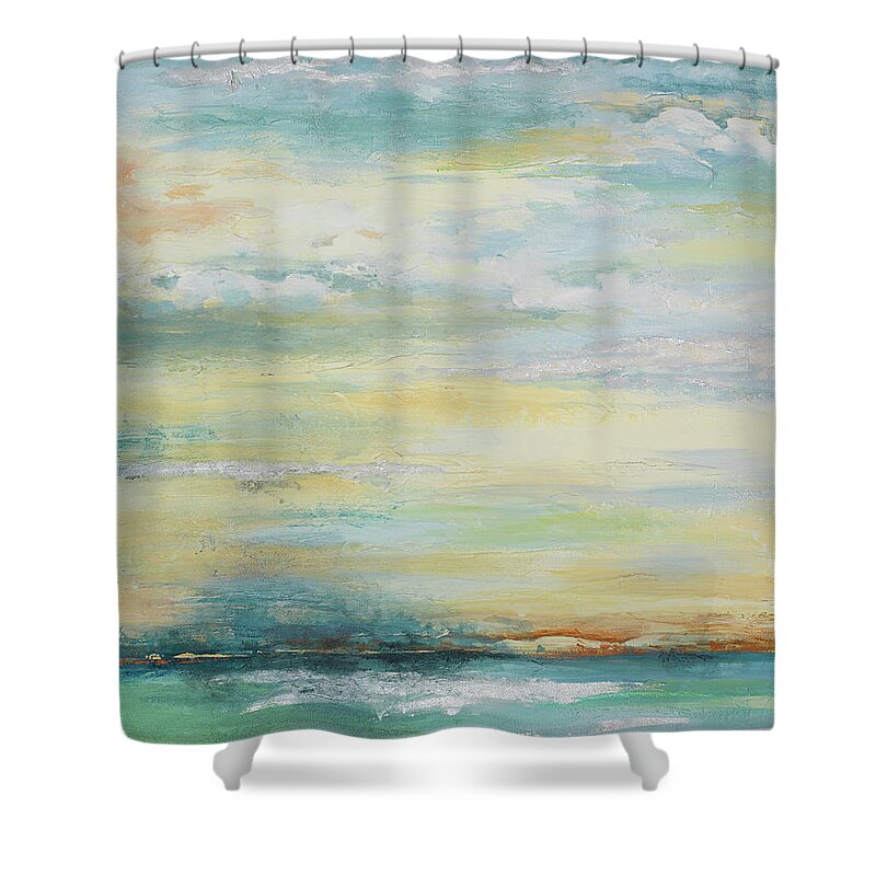 Misty Shower Curtain featuring the painting Misty Morning by Patricia Pinto