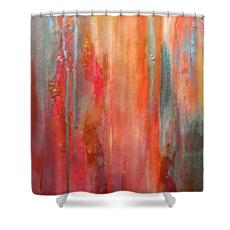 Mixed Emotions Shower Curtain featuring the painting Mixed Emotions by Debi Starr