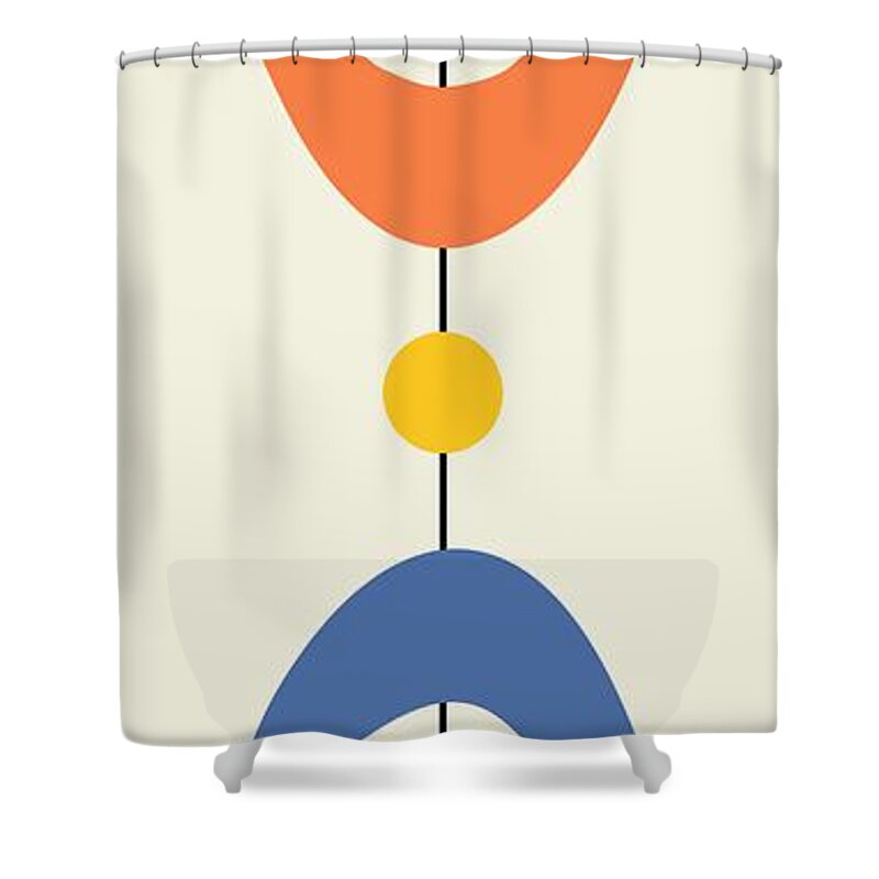 Mid Century Modern Shower Curtain featuring the digital art Mobiles by Donna Mibus
