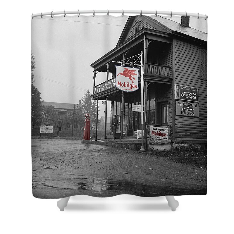 Mobil Shower Curtain featuring the photograph Mobilgas by Andrew Fare