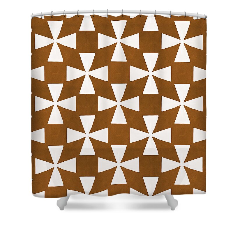 Pattern Shower Curtain featuring the painting Mocha Twirl by Linda Woods