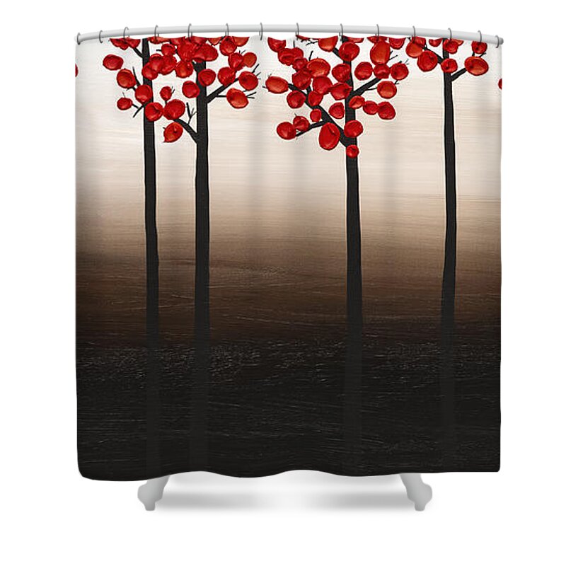 Abstract Art Shower Curtain featuring the painting Modern Landscape by Carmen Guedez