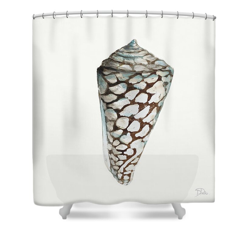 Modern Shower Curtain featuring the painting Modern Shell With Teal II by Patricia Pinto