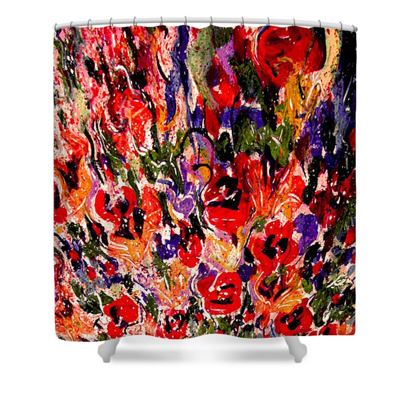 Venetian Glass Vase Shower Curtain featuring the mixed media Mom's Venetian Glass Vase 1 by Natalie Holland