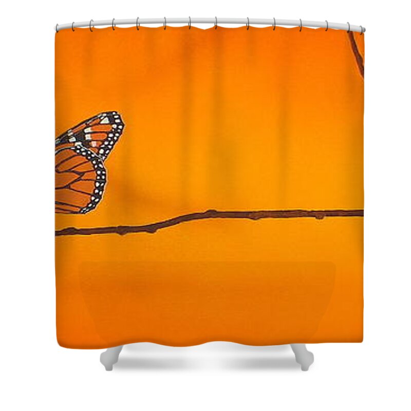 Butterfly Shower Curtain featuring the painting Monarch by Guy Pettingell