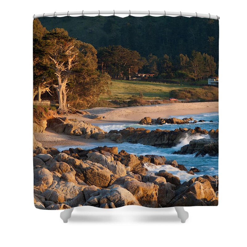 Carmel Shower Curtain featuring the photograph Monastery Beach in Carmel California by Charlene Mitchell