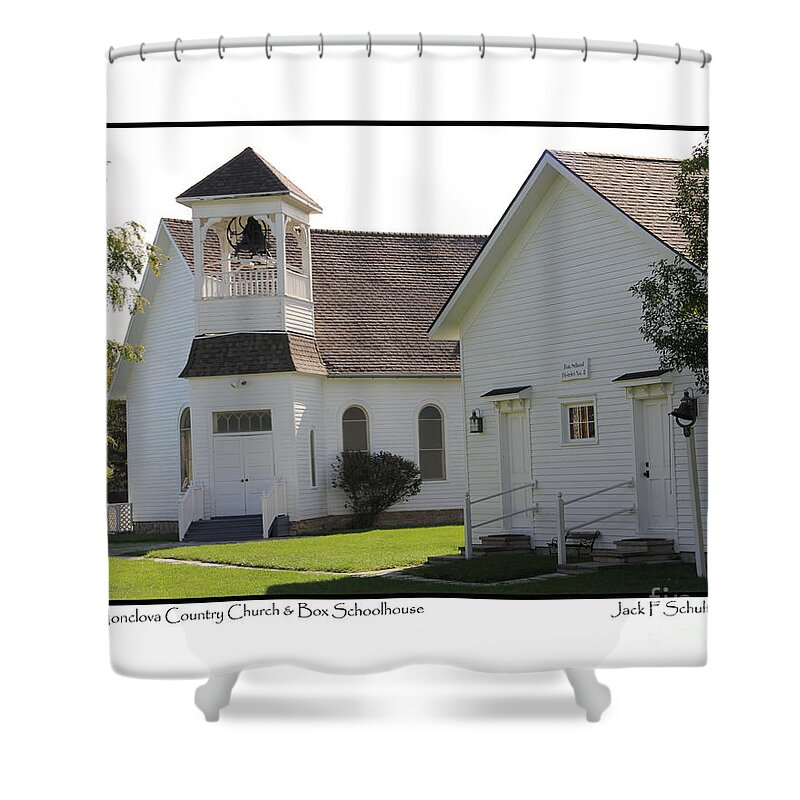 Wolcott Heritage Center Shower Curtain featuring the photograph Monclova Country Church and Box Schoolhouse 2660 by Jack Schultz